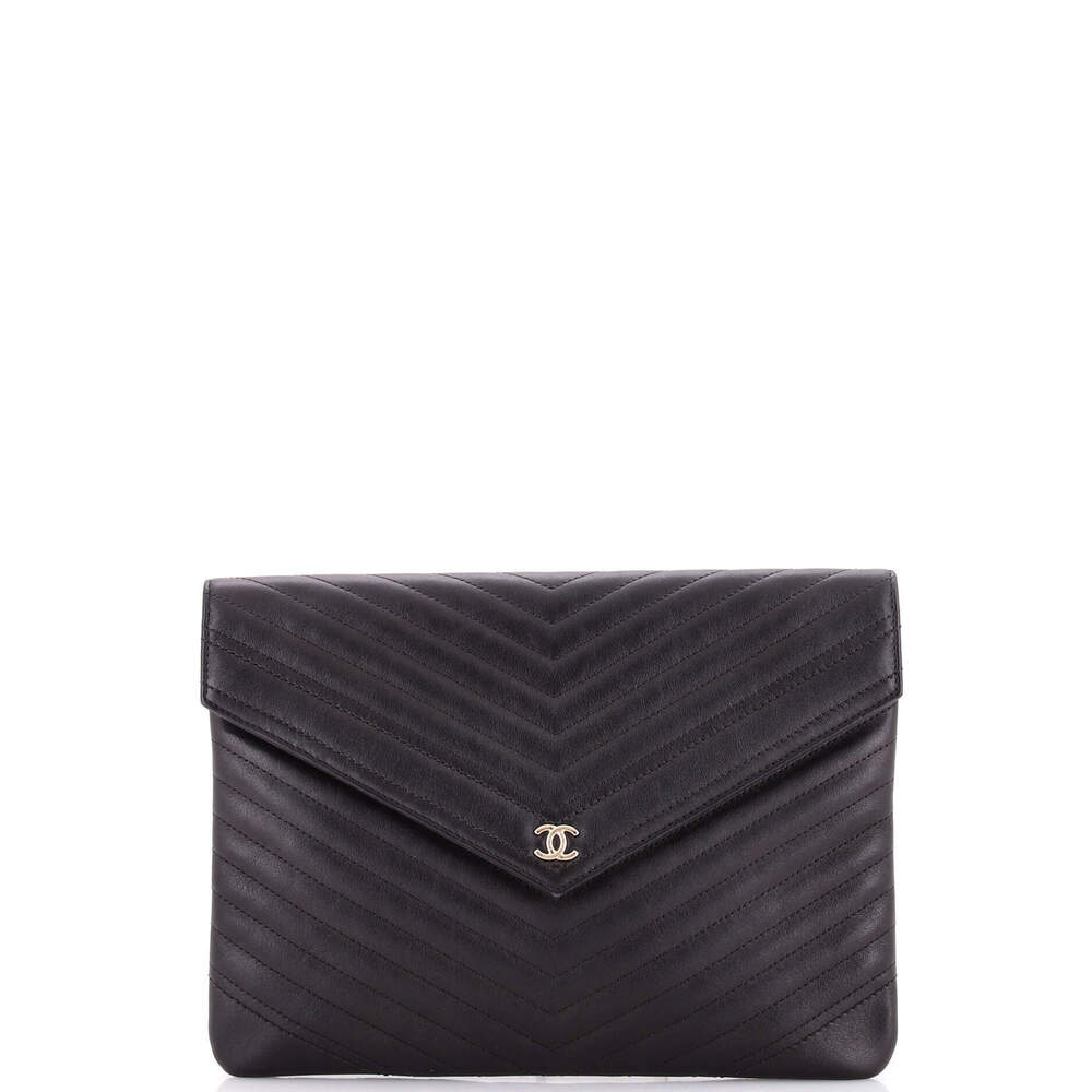 Chanel Large Statement Pouch Chevron Caviar